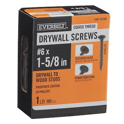 #6 x 1-5/8 in. Phillips Bugle Head Coarse Thread Phosphate Drywall Screw 1 lb.