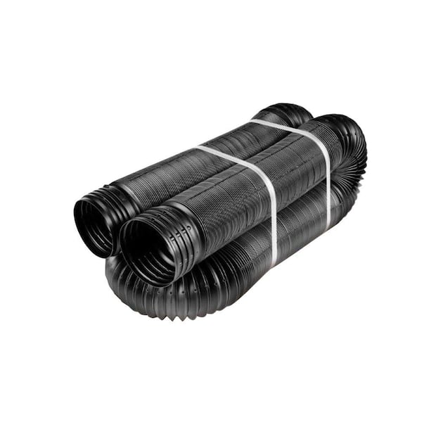 Amerimax Home Products FLEX Drain 4 in. x 50 ft. Black Copolymer Perforated Drain Pipe