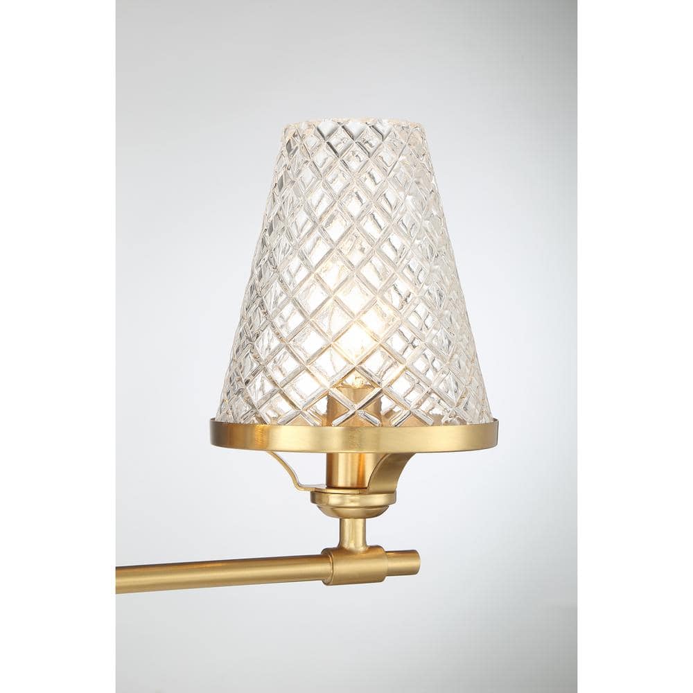 Warm Brass 3-Light Vanity with Clear Glass Shades