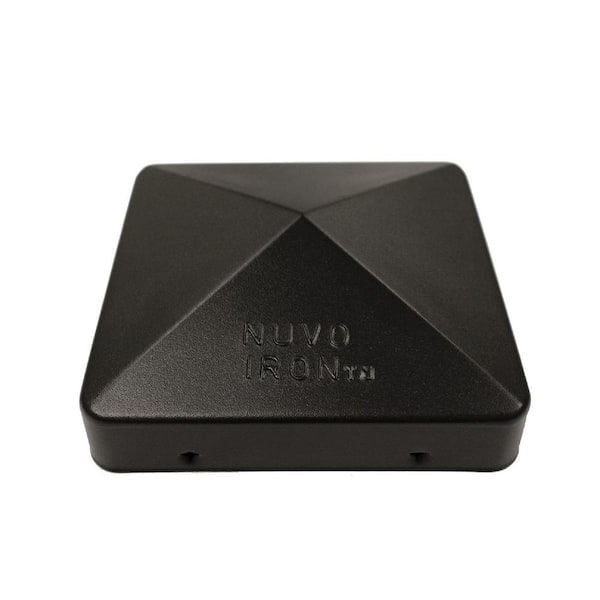 NUVO IRON Easy-Cap 5 in. x 5 in. Black Galvanized Steel Pyramid Post Cap (4-Pack)