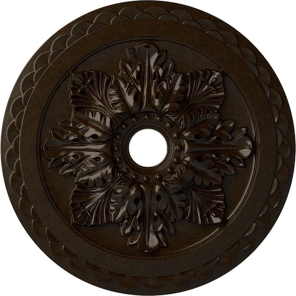 Ekena Millwork 23-5/8 in. x 3 in. ID x 2 in. Bordeaux Deluxe Urethane Ceiling Medallion (Fits Canopies upto 4 in.), Bronze