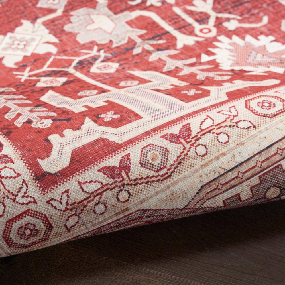 Red and Beige Persian-Inspired Flatweave 5' x 7' Area Rug