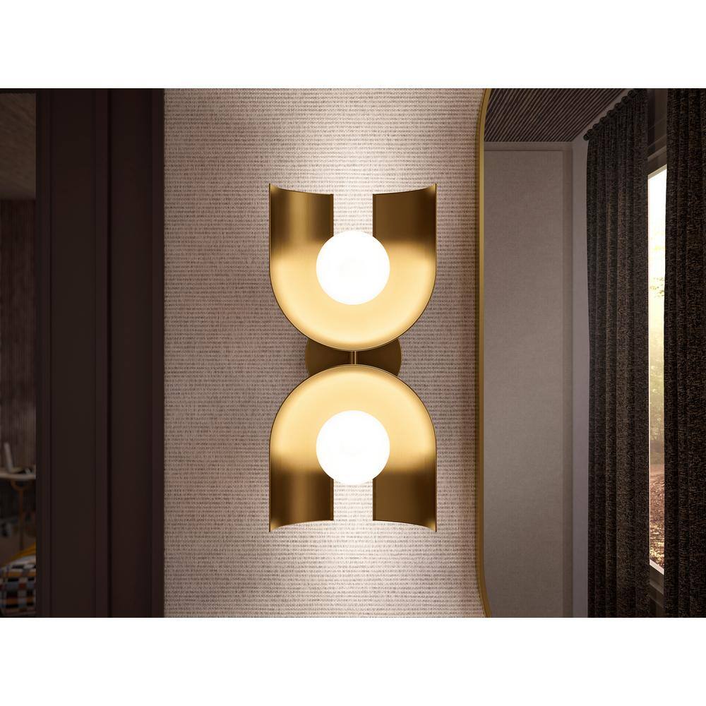 Jade and Brass Modern Two-Light Sconce