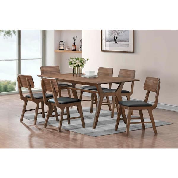 New Classic Furniture Thea 7-piece Rectangular Brown/Black Wood Top Dining Table Set with 6 Chairs