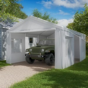 13 ft. x 20 ft. Heavy-Duty Carport-Portable Garage with Roll-Up Windows Removable Sidewalls, Waterproof and UV Resistant