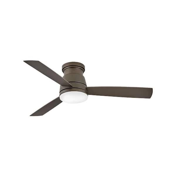 HINKLEY Trey 52 in. Integrated LED Indoor/Outdoor Metallic Matte Bronze Ceiling Fan with Wall Switch