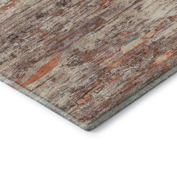 Mayfield Premium Machine Washable Abstract AMF1985 Terracotta 5 ft. x 7 ft. 6 in. Area Rug