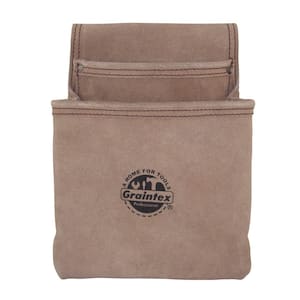 2-Pocket Suede Leather Nail and Tool Pouch