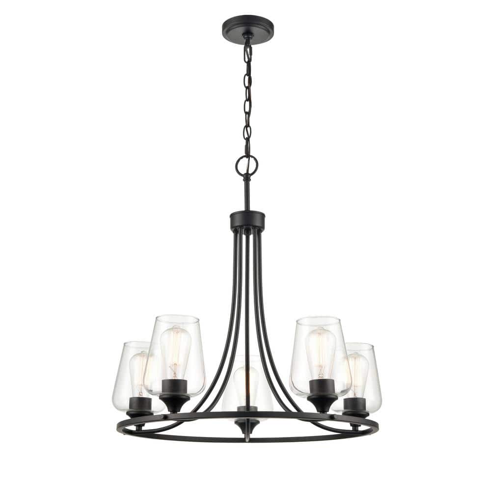 5-Lights 25 in. Matte Black Chandelier price history on PriceWatchPro