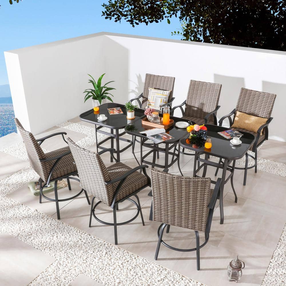 Patio Festival 9Piece Wicker Bar Height Outdoor Dining Set PF19151X3
