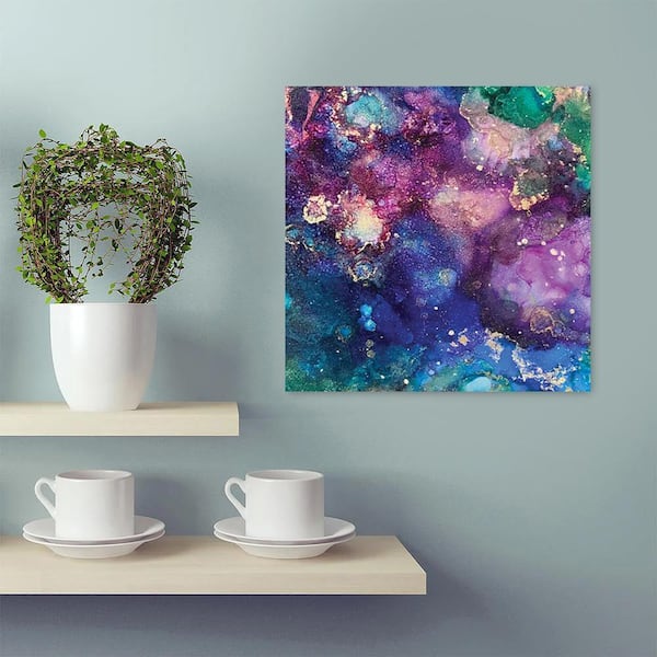 VENICE BEACH Collections Alcohol Inks Design by Sarah Wahl 1 Piece Unframed Canvas Drawing Print Abstract Print 14 in. x 14 in.