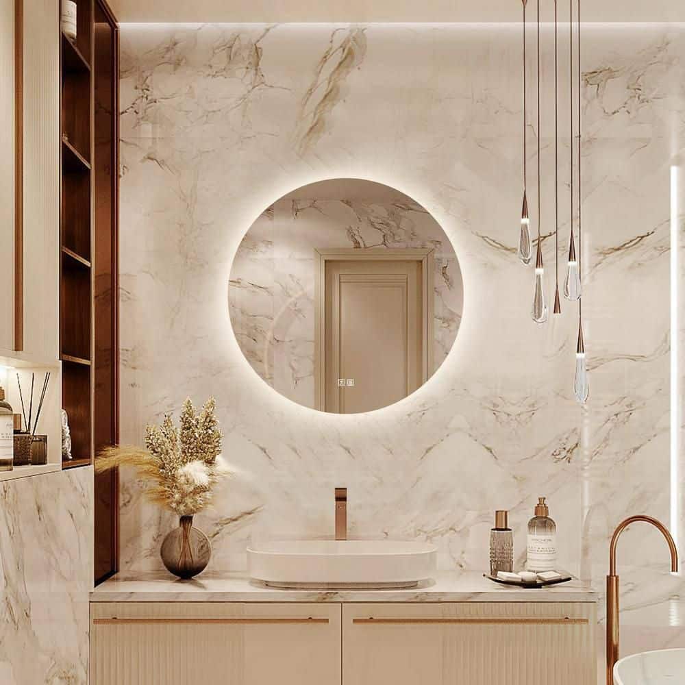 36 in. W x 36 in. H Round Frameless LED Light with 3-Color and Anti-Fog Wall Mounted Bathroom Vanity Mirror price history on PriceWatchPro