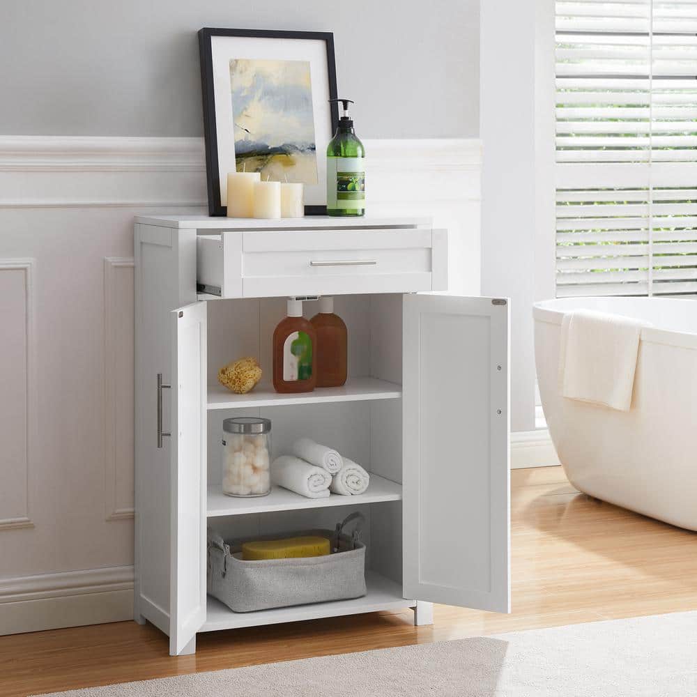 White Shaker-Style Living Room Cabinet with Adjustable Shelving