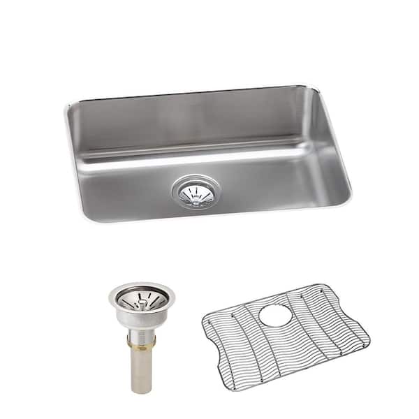 Elkay Lustertone 26in. Undermount 1 Bowl 18 Gauge  Stainless Steel Sink w/ Accessories