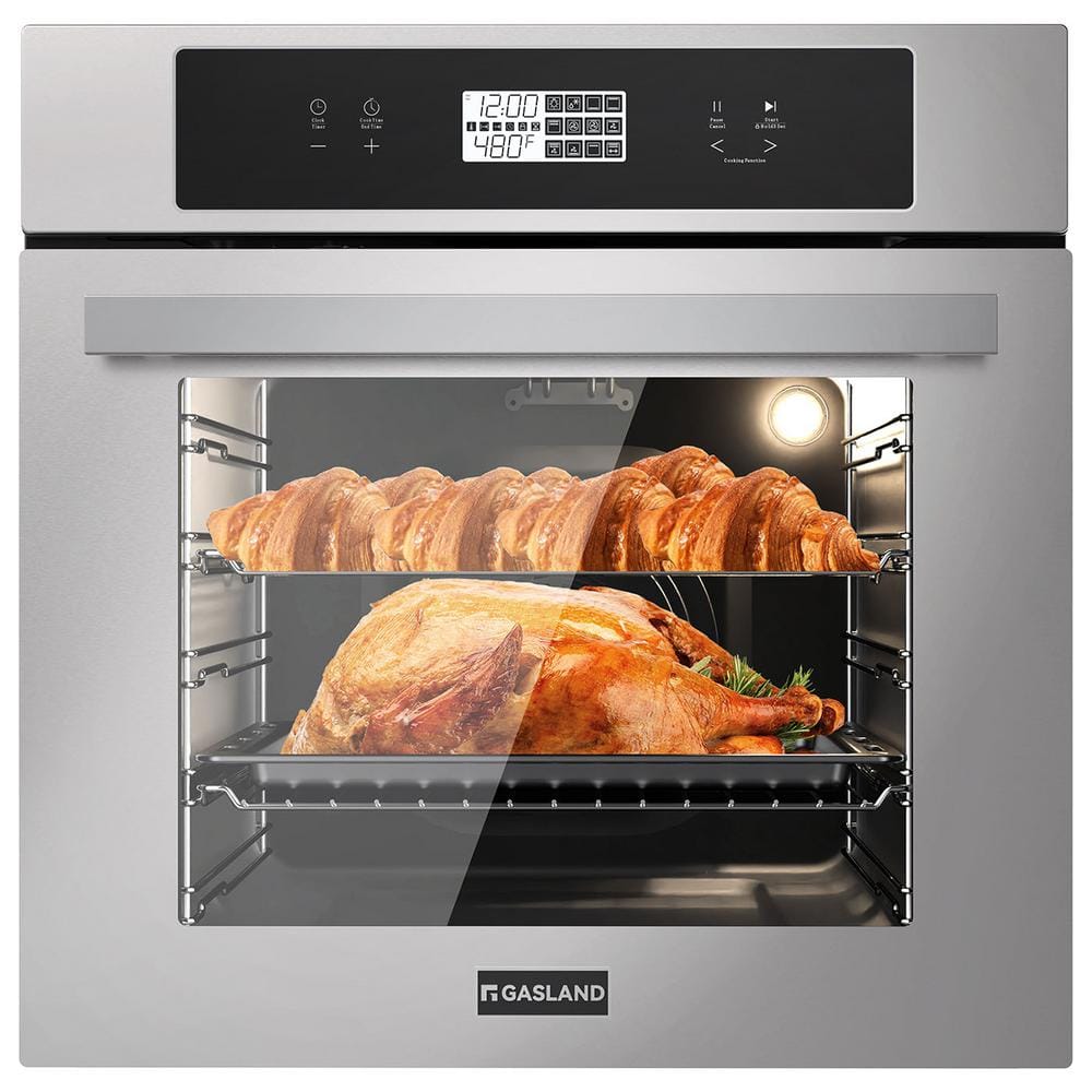 24 in. Built-in Single Electric Wall Oven in Stainless Steel with Convection and Rotisserie, ETL Certified