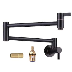 Wall Mounted Pot Filler with 2- Handles in Oil Rubbed Bronze