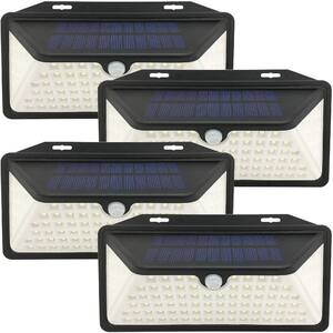 Low Voltage Solar Powered Black Light-Motion Sensing Outdoor 100 LED Path Light, Wall Light for Yard (4-Pack)