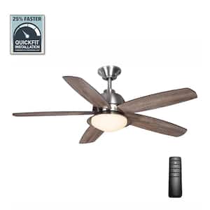 Ackerly 52 in. Indoor/Covered Outdoor LED Brushed Nickel Ceiling Fan with Light Kit and Remote Control