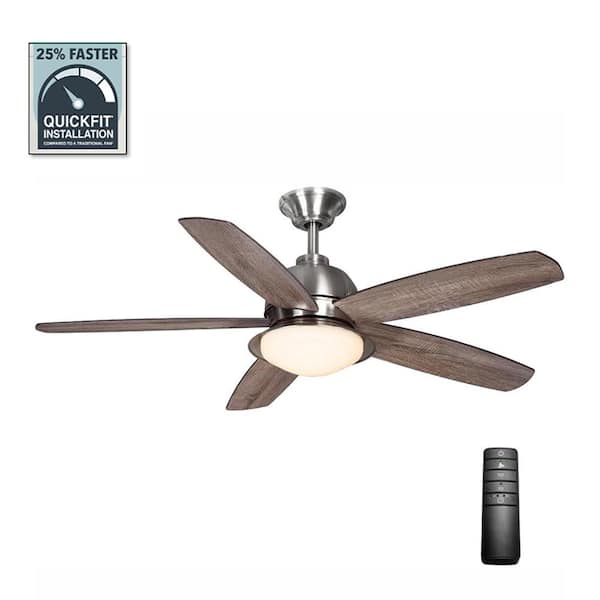 Home Decorators Collection Ackerly 52 in. Indoor/Covered Outdoor LED Brushed Nickel Ceiling Fan with Light Kit and Remote Control