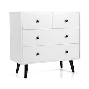 4-Drawers White Dresser Chest of Drawers Free Standing Sideboard Cabinet 30 in. H x 32 in. W x16 in. D