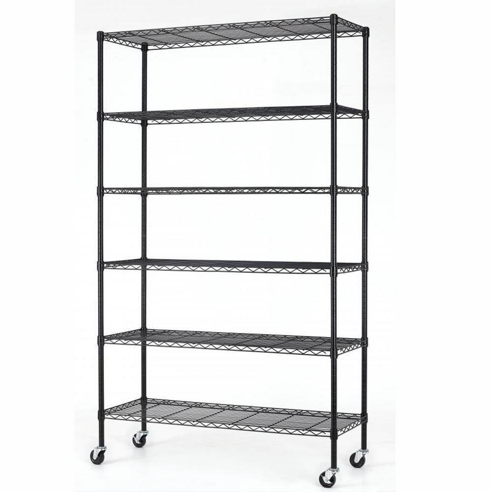 Rolling Metal Wire Shelving Unit 18, Home Depot Black Wire Shelving