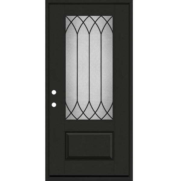 Steves & Sons Regency 36 in. x 80 in. 3/4-Lite Spire Decorative Glass RHIS Onyx-Stained Fiberglass Prehung Front Door