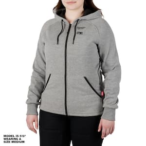Women's Medium M12 12-Volt Lithium-Ion Cordless Gray Heated Jacket Hoodie Kit with (1) 2.0 Ah Battery and Charger