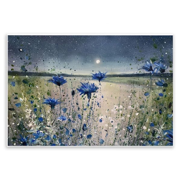 Stupell Industries Moon over Blooming Flowers by Jennifer Taylor Art 1 Piece Unframed Nature Graphic Art Print 15 in. x 10 in.