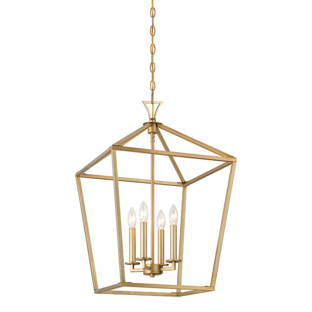 Warm Brass 4-Light Open Lantern Chandelier