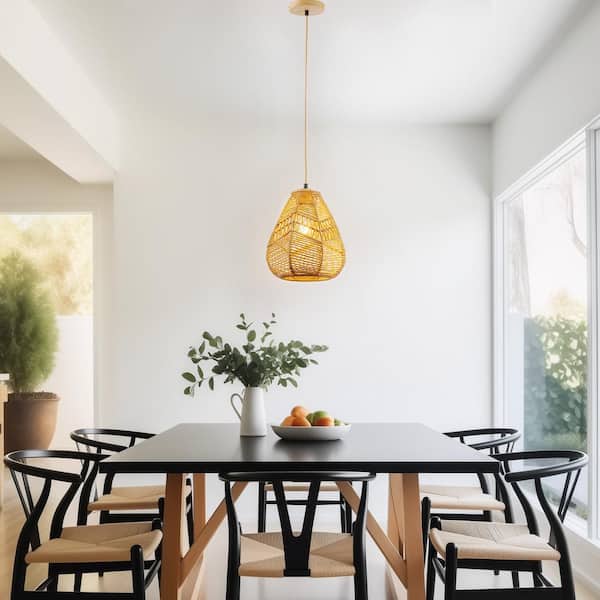 60-Watt 10 in. 1-Light Rope Mini Pendant Light with Rope Shade and No Bulbs Included