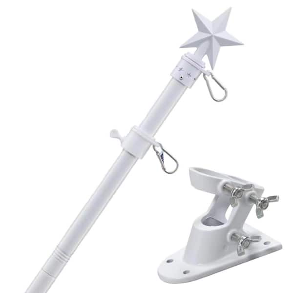 5 ft House Flag Pole Kit Heavy Duty Tangle-Free White 1-Piece