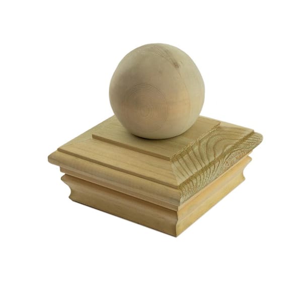 4 in. x 4 in. Newport Ball Top Pressure Treated Wood Post Cap