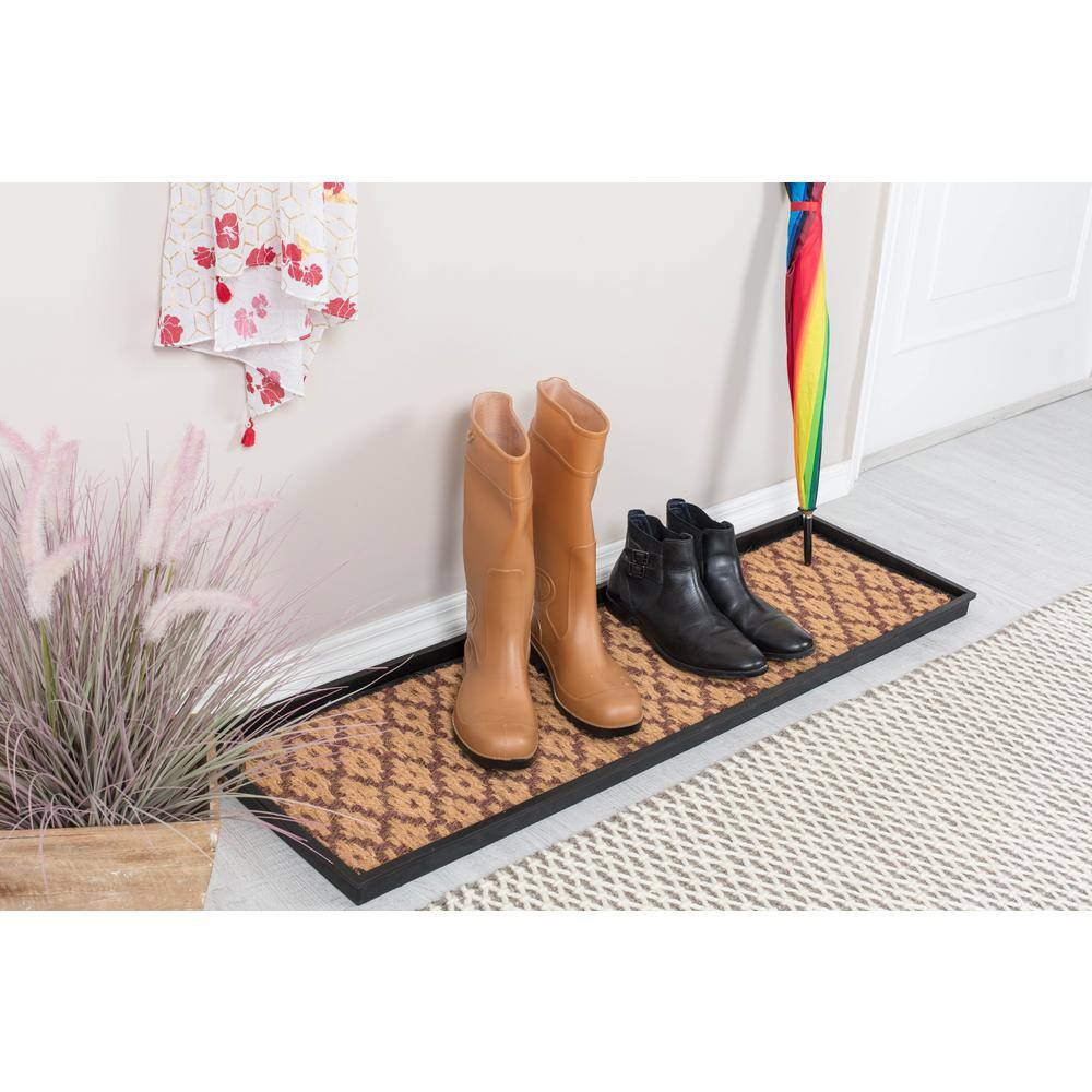 Black and Ivory Rubber Boot Tray with Coir Insert