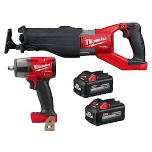 M18 FUEL 18V Lith-Ion Brushless Cordless Super SAWZALL Reciprocating Saw w/Impact Wrench & 2 High Output 6.0Ah Battery