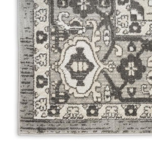 2 ft. x 8 ft. White Medallion Washable Area Rug