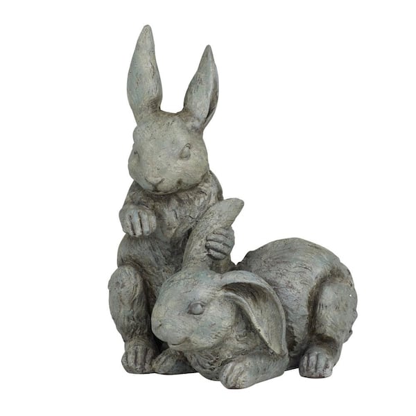 Litton Lane 11 in. Resin Indoor Outdoor Rabbit Garden Sculpture