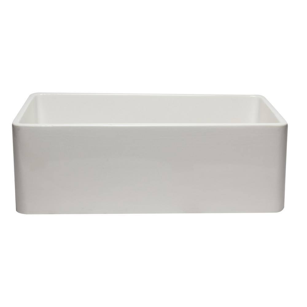 30'' White Fireclay Single Bowl Farmhouse Sink