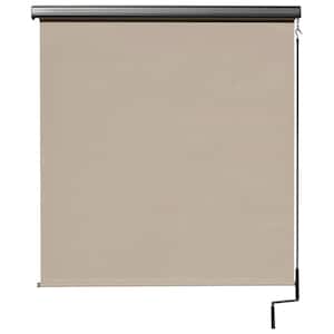 Coronado Tan Cordless Outdoor Patio Roller Shade with Valance 48 in. W x 96 in. L