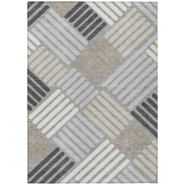 Chantille Machine Washable Indoor/Outdoor Abstract ACN2339 Gray 9 ft. x 12 ft. Area Rug