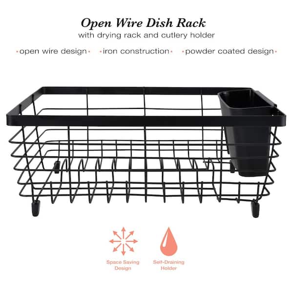 Squared Away Large Flat Wire Dish Rack In Black - ShopStyle Dinnerware