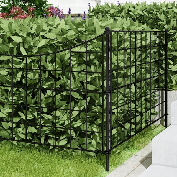 FUFU&GAGA 48.6 in. H x 35 in. W Black Stainless Steel Garden Fence Panel Decorative Various Combinations Garden Fence (5-10 Pack)