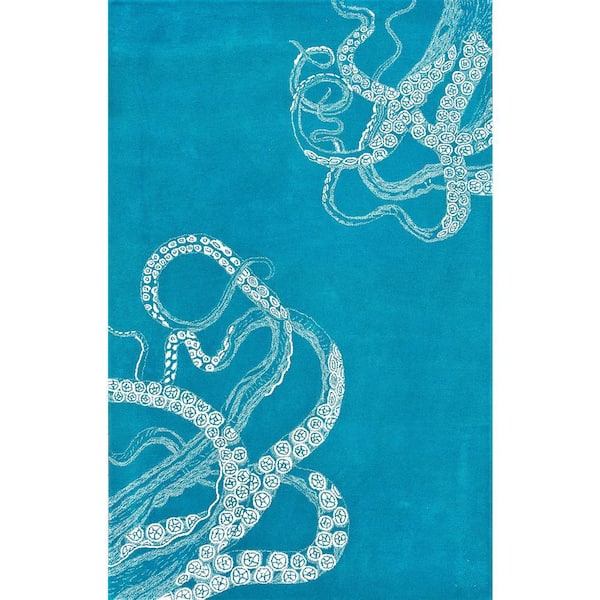nuLOOM Octopus Tail Abstract Blue Waters 4 ft. x 6 ft. Area Rug