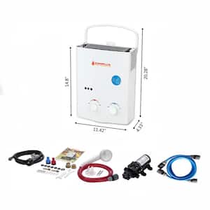 Camplux 1.32 GPM 34,000 BTU Outdoor Portable Propane Tankless Water Heater with Water Pump Kit