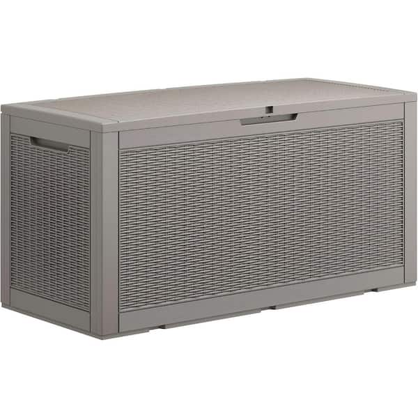 Gray 100 Gal. Waterproof Lockable Resin Deck Box UV Resistant Outdoor Storage Box for Patio Cushions, Pool Toys