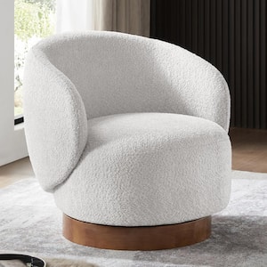 Noah Grey Performance Fabric Swivel Accent Chair Modern Upholstered Round Barrel Arm Chair for Bedroom or Living Room