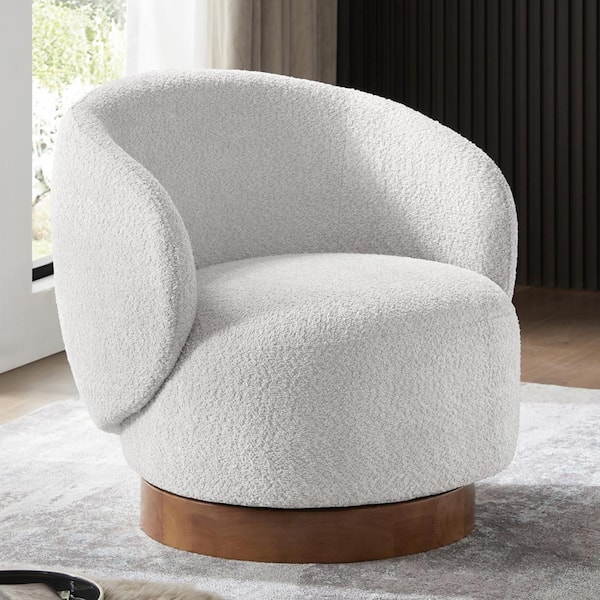 Spruce & Spring Noah Grey Performance Fabric Swivel Accent Chair Modern Upholstered Round Barrel Arm Chair for Bedroom or Living Room