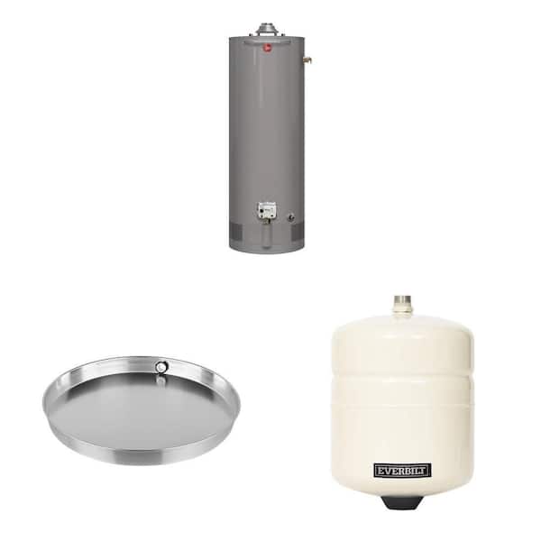 Performance 40 Gal. Natural Gas Water Heater, 22 in. Drain Pan with PVC Fitting and 2.0 Gal. Expansion Tank Combo