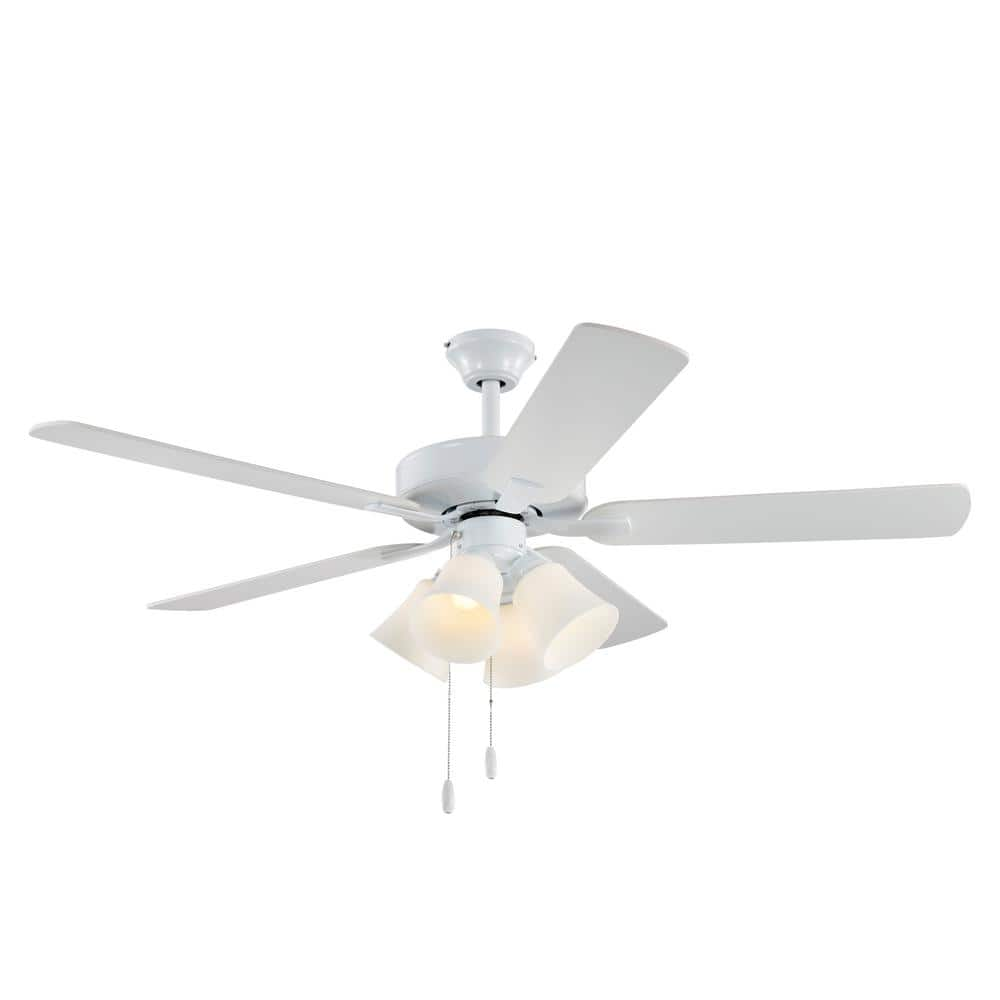 Edvivi 52 in. Indoor White 5-Blade Farmhouse Reversible Ceiling Fan ...