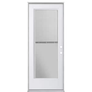 32 in. x 80 in. Vista Grande Left Hand Inswing Full Lite Mini Blind Primed Smooth Fiberglass Prehung Front Exterior Door