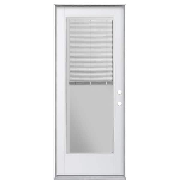 Masonite 32 in. x 80 in. Vista Grande Left Hand Inswing Full Lite Mini Blind Primed Smooth Fiberglass Prehung Front Exterior Door